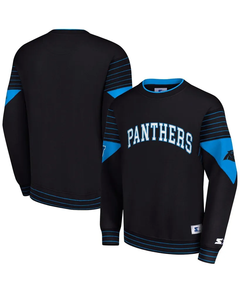 Men's Starter Black Carolina Panthers Face-Off Pullover Sweatshirt