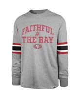 Men's '47 Brand Gray Distressed San Francisco 49ers Faithful to The Bay Cover Two Brex Long Sleeve T-shirt