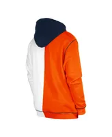 Men's New Era Orange, White Chicago Bears Third Down Split Raglan Pullover Hoodie