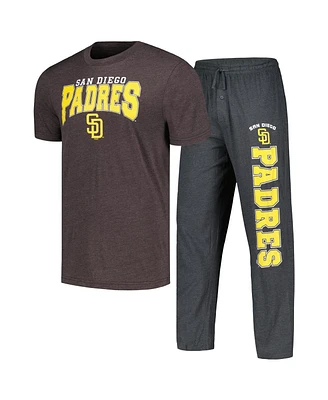 Men's Concepts Sport Charcoal, Brown San Diego Padres Meter T-shirt and Pants Sleep Set