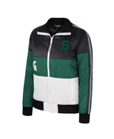 Women's The Wild Collective Green Michigan State Spartans Color-Block Puffer Full-Zip Jacket