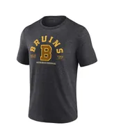 Men's Fanatics Heather Charcoal Distressed Boston Bruins Centennial The Early Years Tri-Blend T-shirt