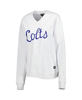 Women's The Wild Collective White Indianapolis Colts Cheer V-Neck Fleece Pullover Sweatshirt