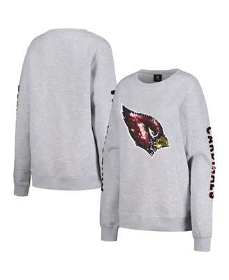 Women's Cuce Heather Gray Arizona Cardinals Sequined Logo Pullover Sweatshirt