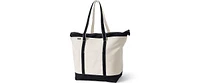 Lands' End Natural 5 Pocket Zip Top Long Handle Canvas Tote Bag