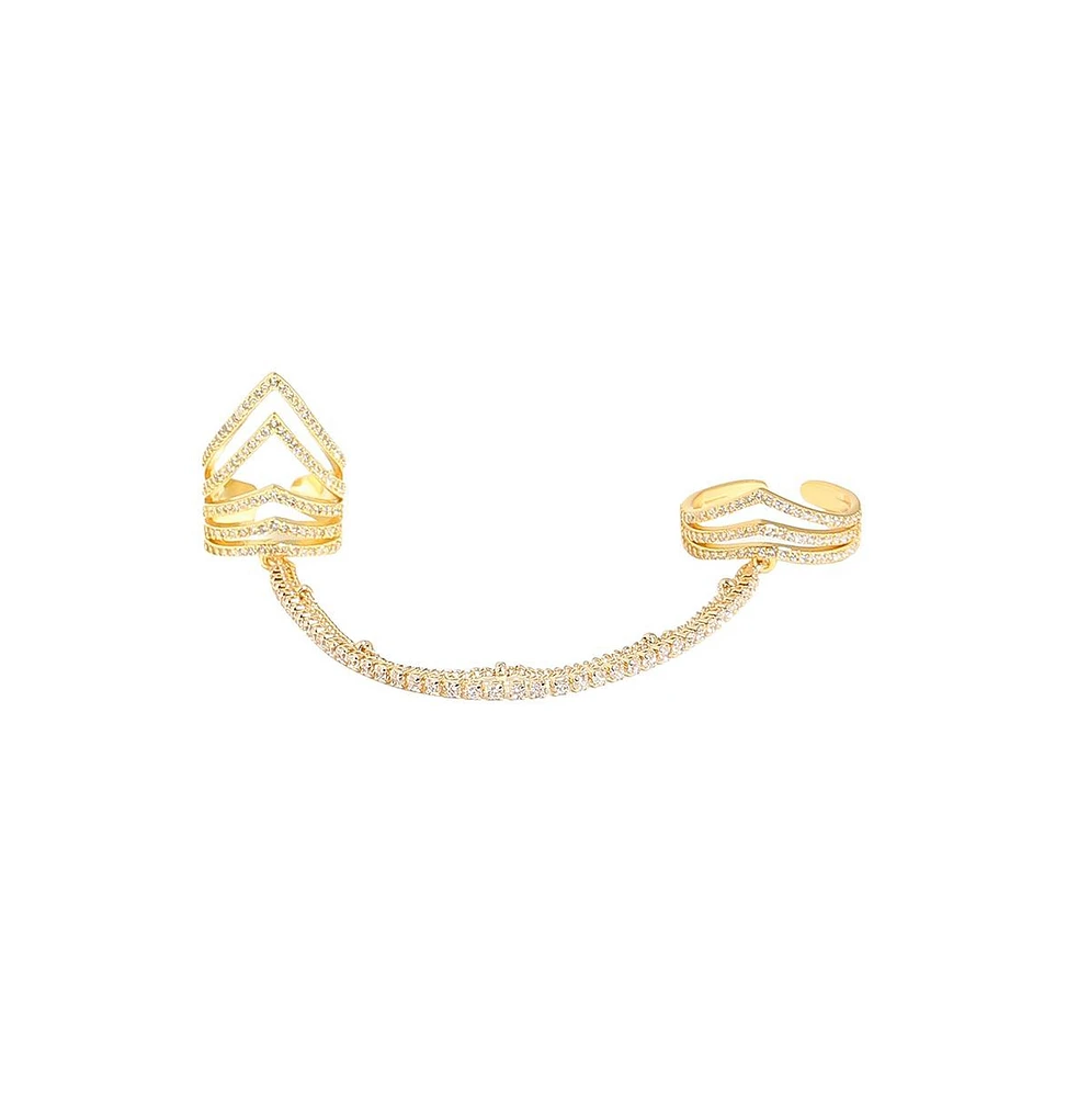 Sohi Women's Gold Minimal Metallic Chain Ring