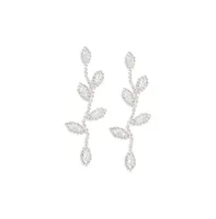 Sohi Women's Silver Embellished Foliage Drop Earrings