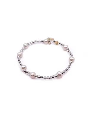 Bowood Lane 3mm Sterling Silver Ball and Freshwater Pearl Stretch Bracelet