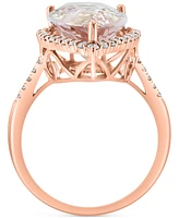 Effy Morganite (6-5/8 ct. t.w.) & Diamond (1/2 ct. t.w.) Pear Halo Ring in 14k Rose Gold