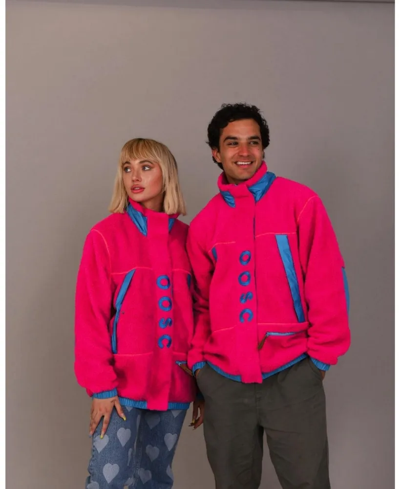 Men's Sherpa Fleece Jacket Pink / Blue