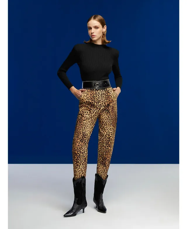 Nocturne Women's Leopard Print Slouchy Pants - Multi