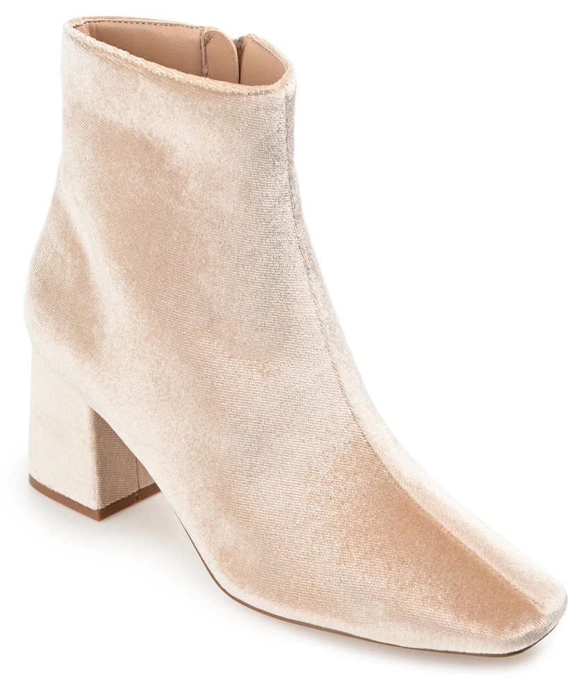 Journee Collection Women's Hazara Wide Width Velvet Block Heel Dress Booties