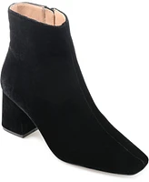 Journee Collection Women's Hazara Wide Width Velvet Block Heel Dress Booties