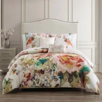 Bebejan Antique Flowers Ivory 100 Cotton 5 Piece Reversible Comforter Set