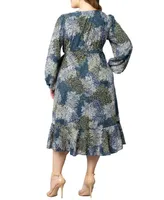 Kiyonna Plus Julia Long Sleeve Wrap Dress