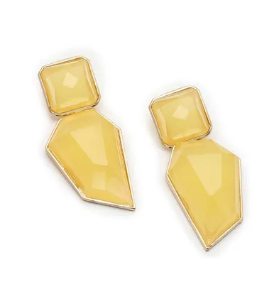 Sohi Women's Yellow Abstract Stone Drop Earrings