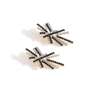 Sohi Women's Black Contrast Lines Drop Earrings