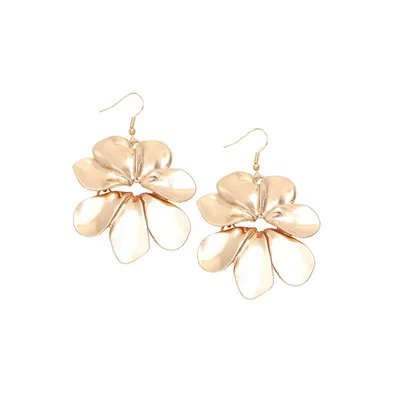 Sohi Women's Gold Metallic Flora Drop Earrings