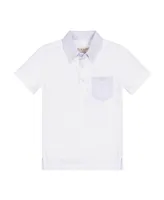 Hope & Henry Boys Organic Short Sleeve Jersey Polo with Seersucker Trim