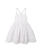 Hope & Henry Girls' Sleeveless Special Occasion Sun Dress with Bow Back Detail and Embroidery