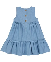 Calvin Klein Toddler Girls Sleeveless Chambray Ruffle Hem Dress