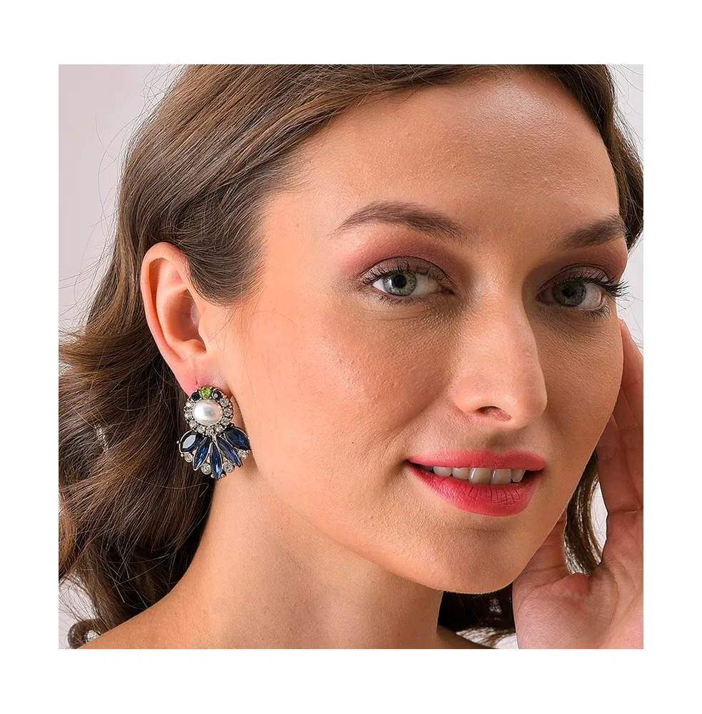 Sohi Women's Embellished Cluster Drop Earrings