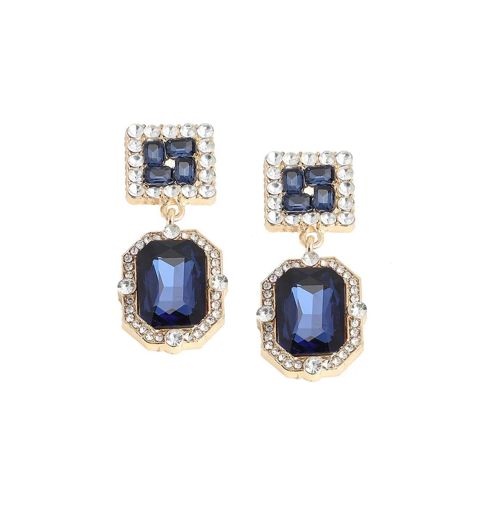 Sohi Women's Blue Crystal Drop Earrings