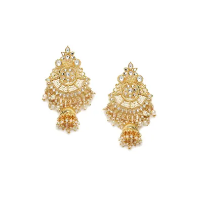 Sohi Women's Gold Embellished Drop Earrings