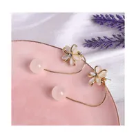 Sohi Women's White Flora Ball Drop Earrings