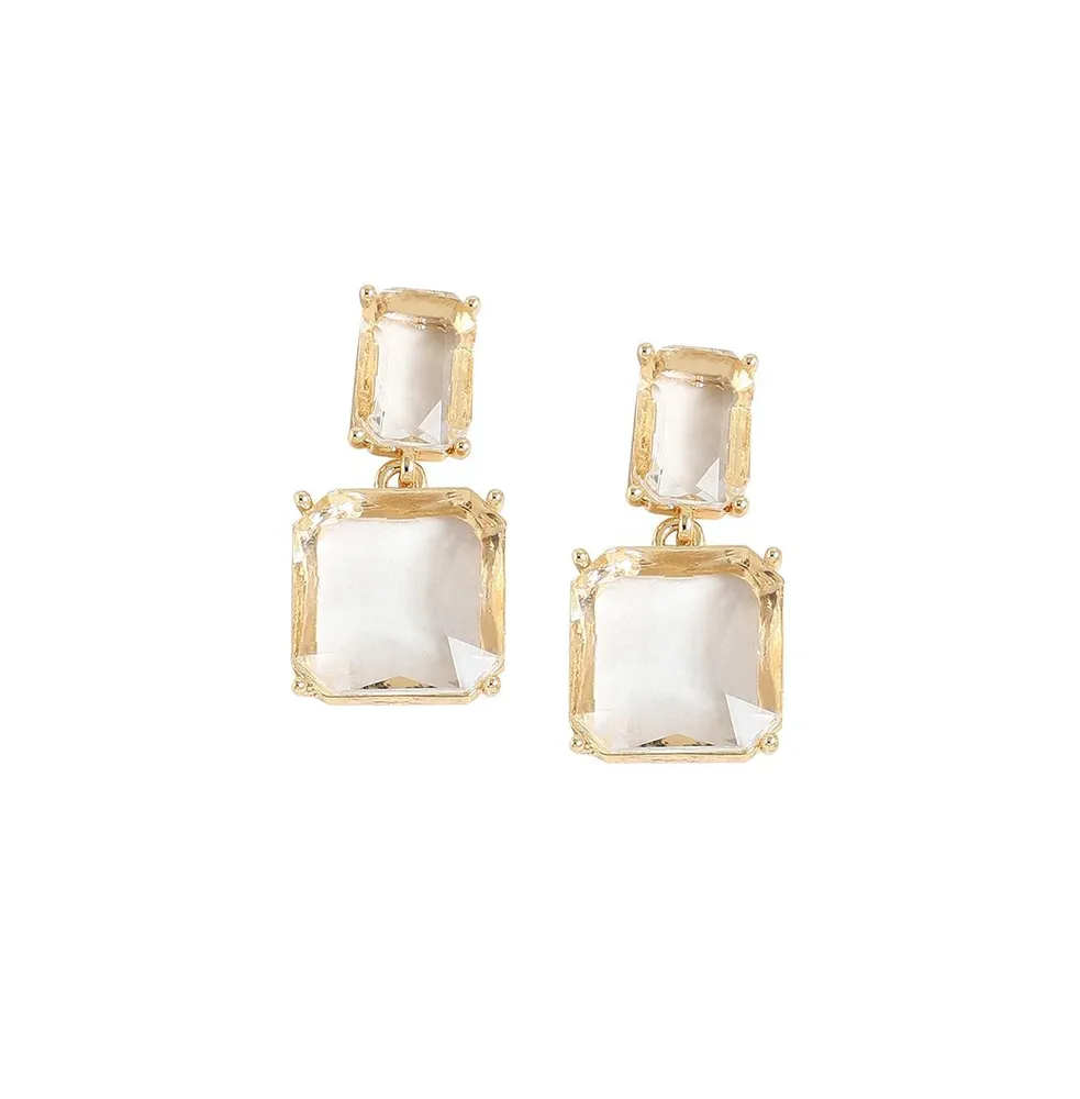 Sohi Women's White Geometric Drop Earrings
