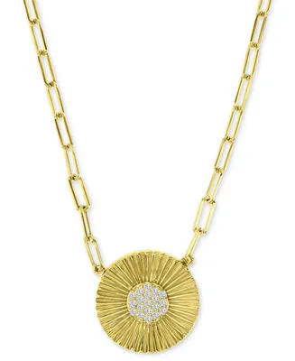 Cubic Zirconia Sunflower 18" Pendant Necklace in 14k Gold-Plated Sterling Silver