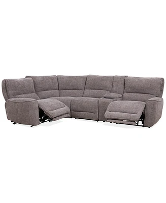 Deklyn 129" 5-Pc. Zero Gravity Fabric Sectional with 2 Power Recliners & 1 Console, Created for Macy's