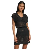 Dkny Women's Crochet Cotton Cover-Up Dress