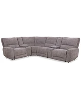 Closeout! Deklyn 129" 6-Pc. Zero Gravity Fabric Sectional with 2 Power Recliners & Consoles, Created for Macy's