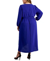 Connected Plus Tie-Front Wrap Maxi Dress