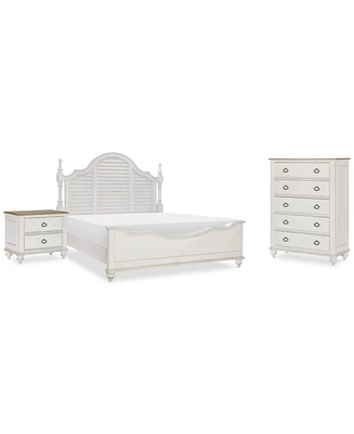 Mandeville 3pc Bedroom Set (Louvered California King Bed + Drawer Chest -Drawer Nightstand