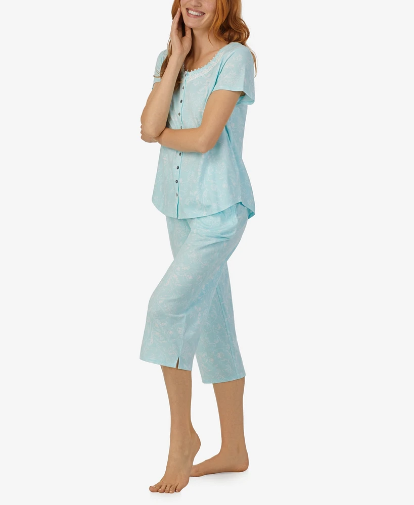 Aria Women's Cap Sleeve 2-Pc. Capri Pajama Set