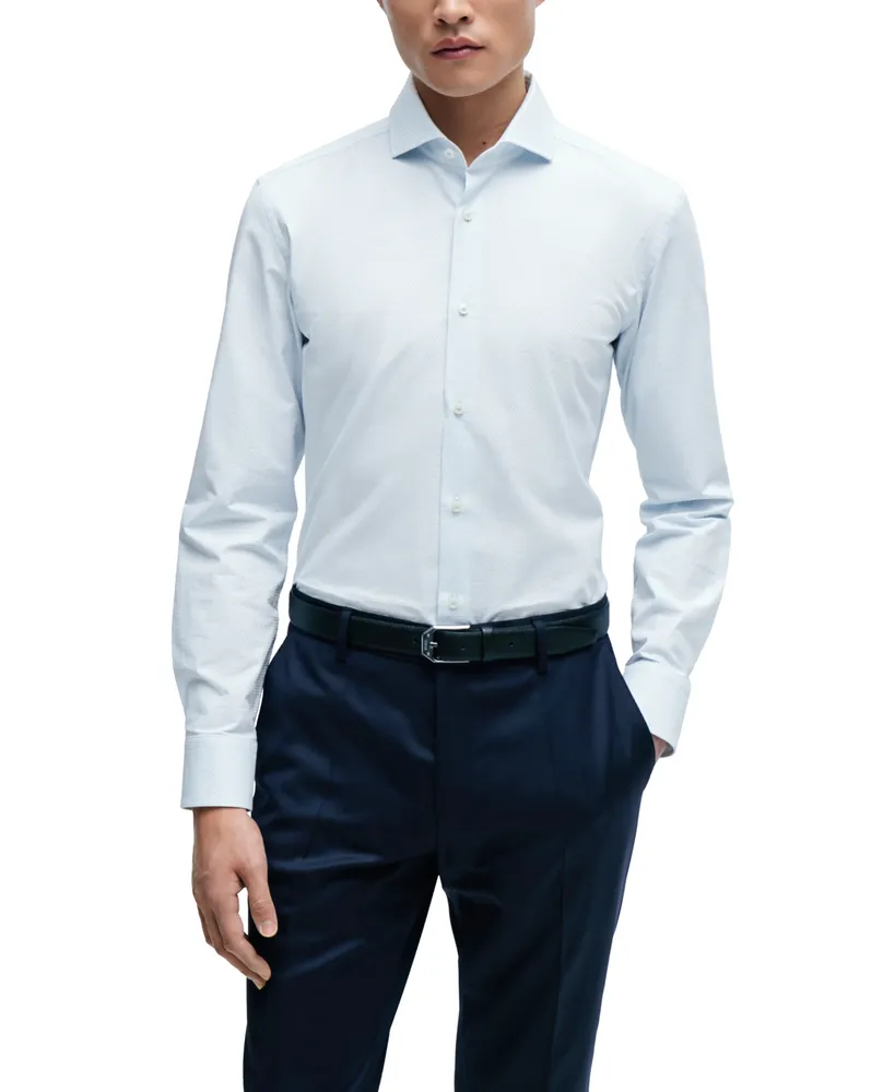 Boss by Hugo Men's Easy-Iron Structured Stretch Cotton Slim-Fit Dress Shirt