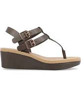Journee Collection Women's Bianca Double Buckle Platform Wedge Sandals