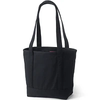 Lands' End Medium Solid Color 5 Pocket Open Top Long Handle Canvas Tote Bag