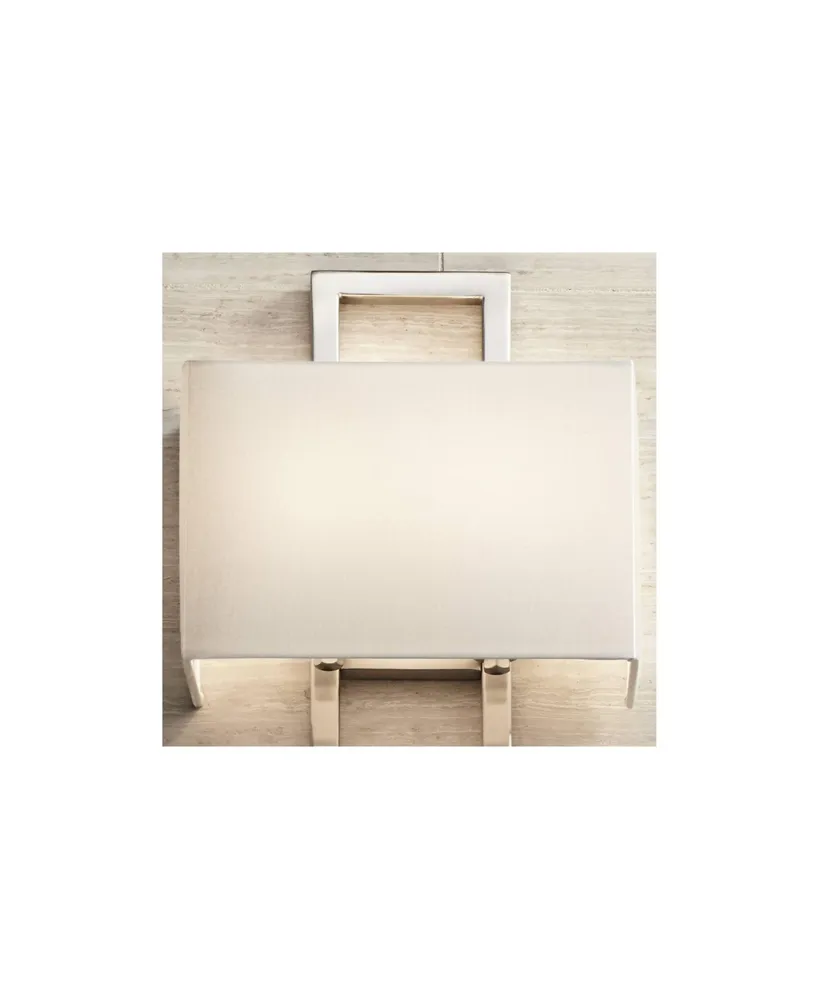 Modena Modern Wall Light Sconce Brushed Nickel Hardwired 9 1/2" Wide Fixture Shimmery Silvery Open Rectangular Shade Bedroom Bathroom Bedside Living R
