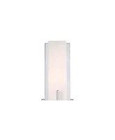 Midtown Modern Wall Mount Light Sconce Chrome Hardwired 15" High Fixture Rectangular Opal White Glass for Bedroom Bathroom Bedside Living Room Home Ha