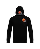 Men's Pro Standard Black Cleveland Browns Crewneck Pullover Sweater and Cuffed Knit Hat Box Gift Set