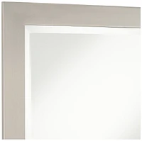 Metzeo Rectangular Vanity Decorative Wall Mirror Modern Sleek Brushed Nickel Metal Frame Beveled Glass 26" Wide for Bathroom Bedroom Living Room Home