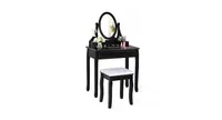 Bathroom Vanity Wooden Makeup Dressing Table Stool Set