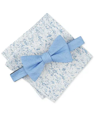 Bar Iii Men's Solid Bow Tie & Floral Pocket Square Set, Created for Macy's