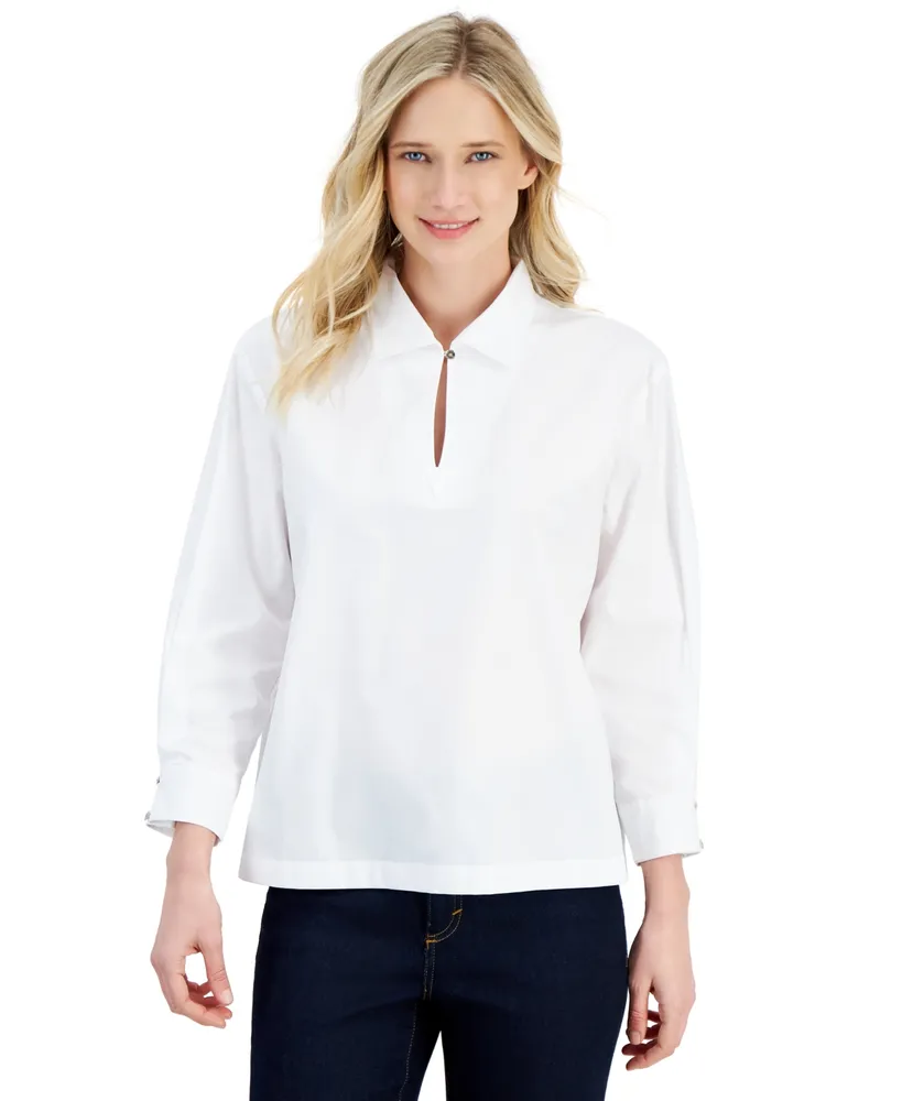 Nautica Women's Split-Neck Polo Top - Macy's