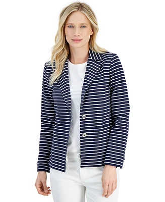 Nautica Jeans Women's Sail Striped Double-Button Knit Blazer