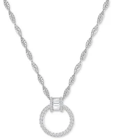 Cubic Zirconia Doorknocker Pendant Necklace in Sterling Silver, 18" + 2" extender