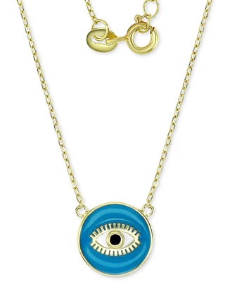 Cubic Zirconia & Enamel Evil Eye Pendant Necklace in 14k Gold-Plated Sterling Silver, 16" + 2" extender